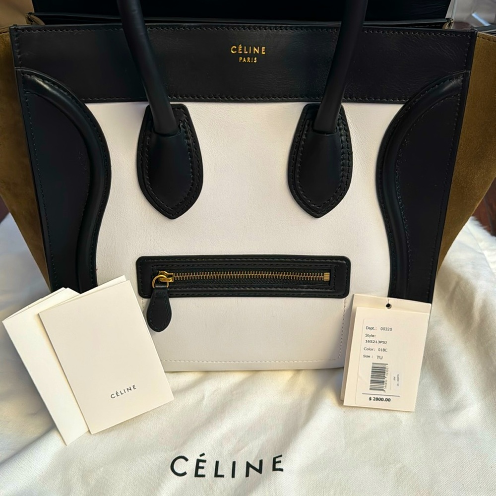 Celine Luggage Mini Shopper Women's Leather, Canvas Handbag